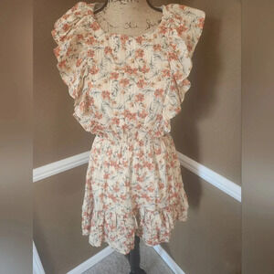 Small Orange Sleeveless Frill Cotton Dress by MinkPink